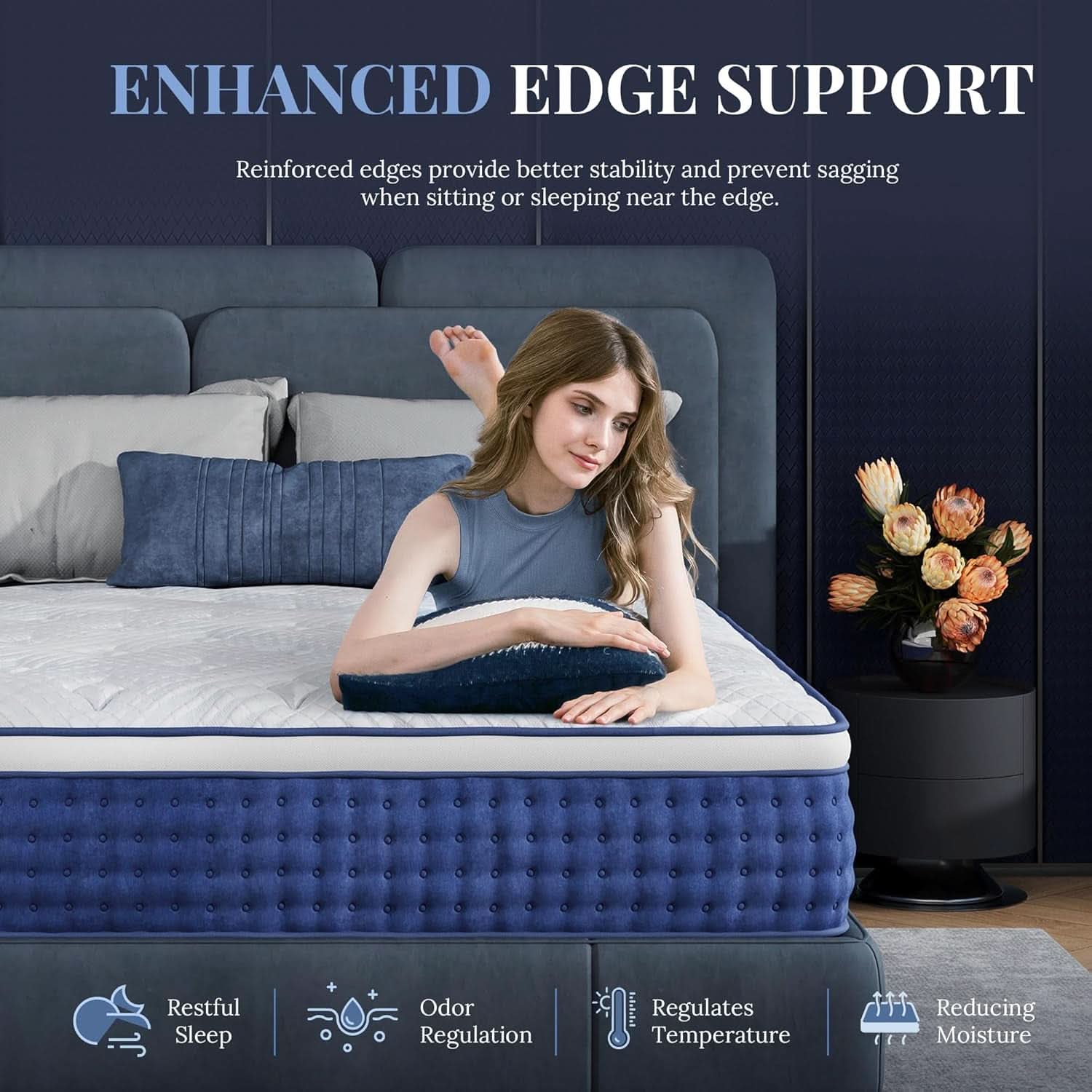Blue Queen Hybrid Memory Foam Mattress Box CertipurUS