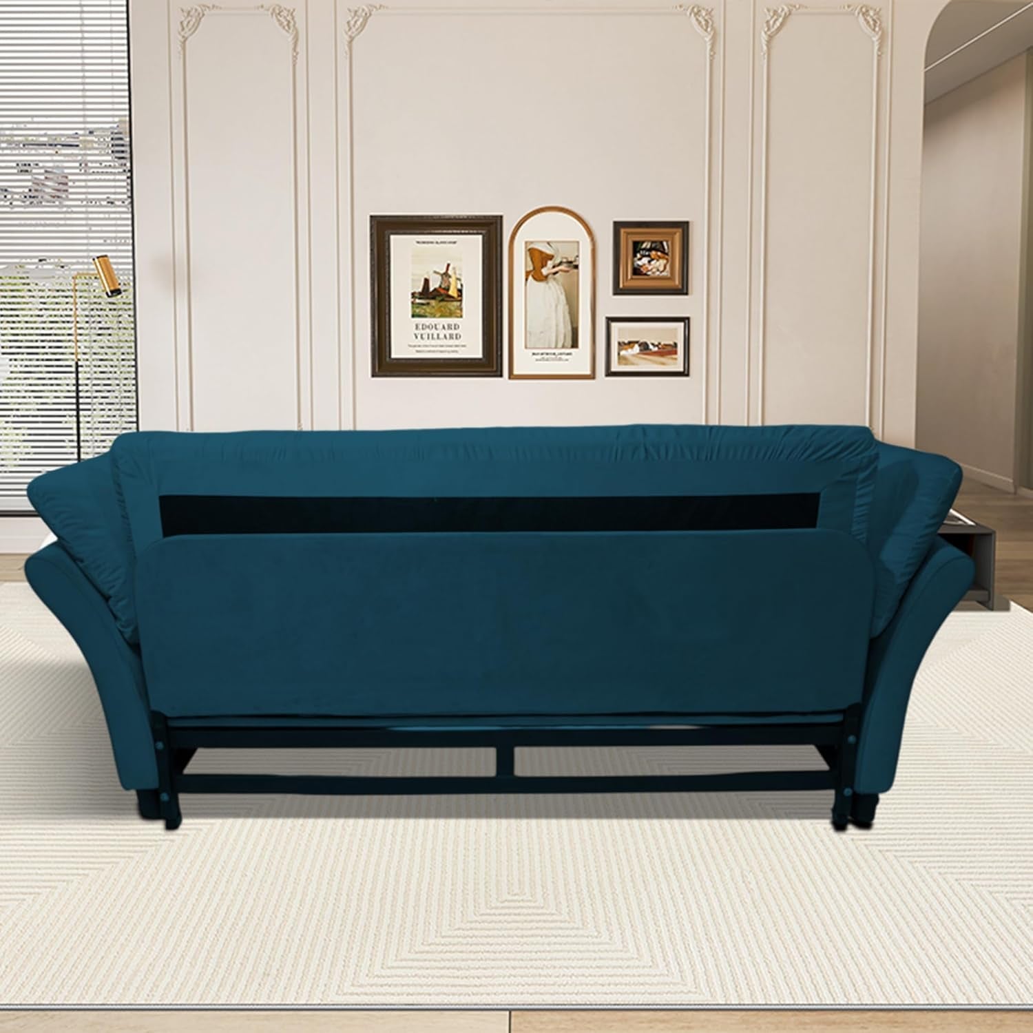 Blue Queen Size Three In One Convertible Sleeper Sofa