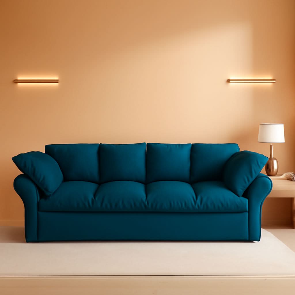 Blue Queen Size Three In One Convertible Sleeper Sofa
