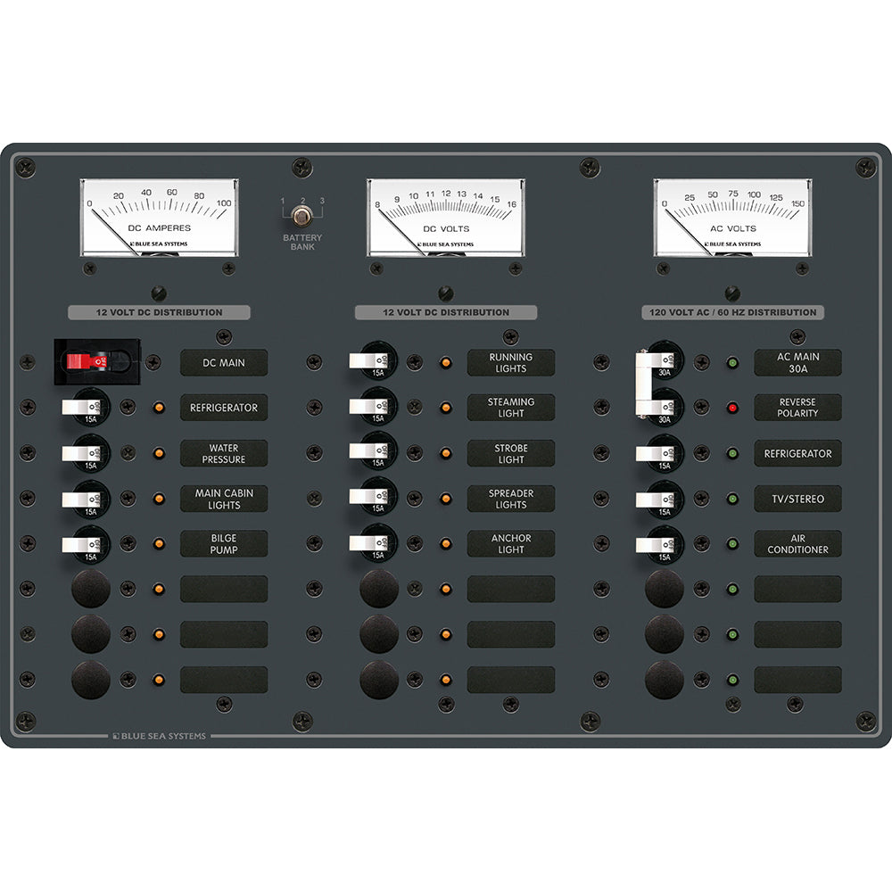 Blue Sea 8084 AC Main +6 Positions/DC Main +15 Positions Toggle Circuit Breaker Panel -