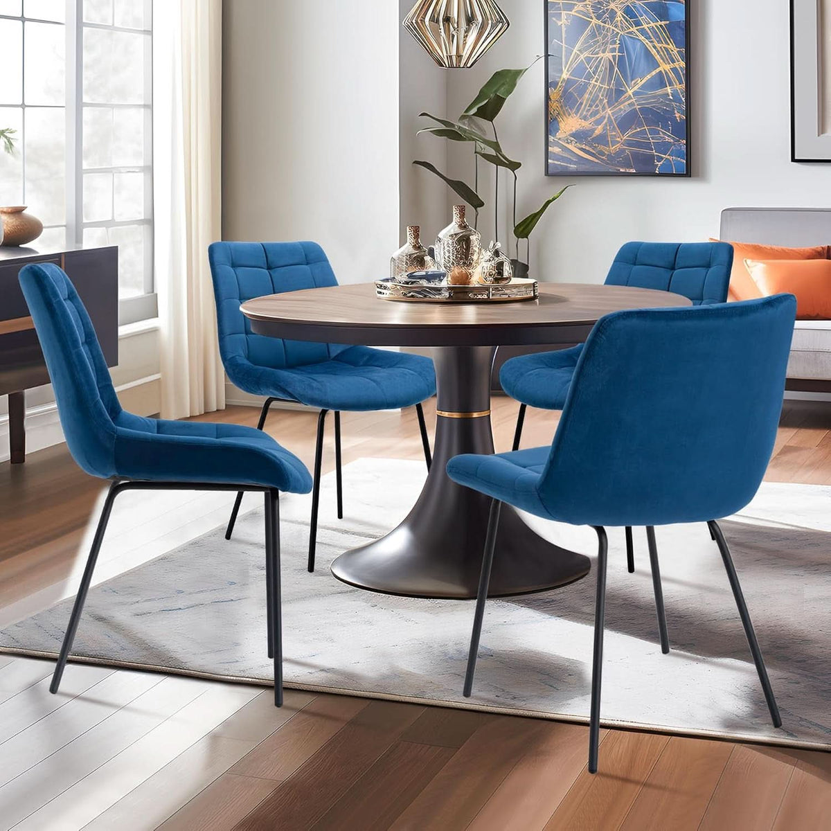 Blue Tufted Dining Chairs Set Of 2 Kitchen And Living Room