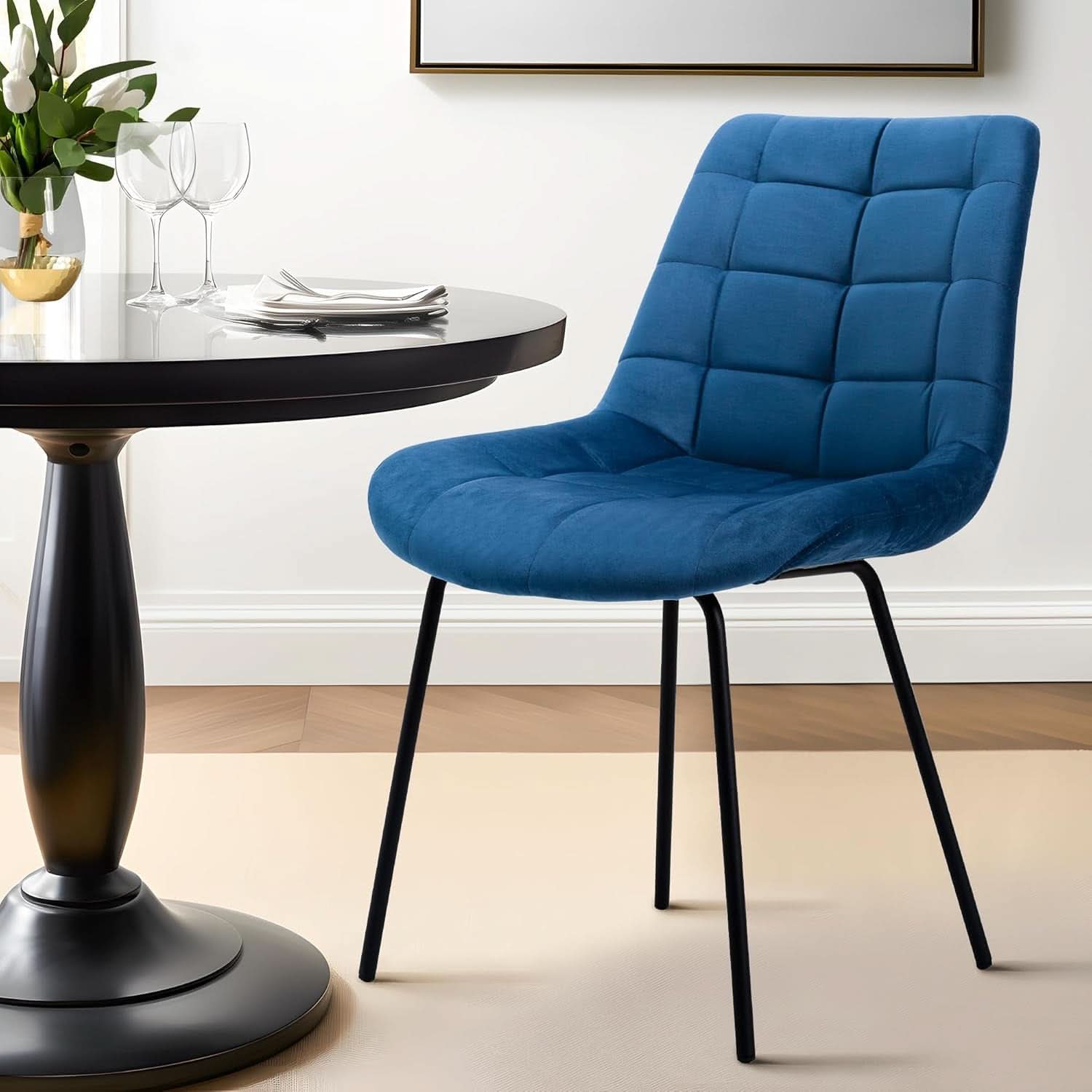 Blue Tufted Dining Chairs Set Of 2 Kitchen And Living Room