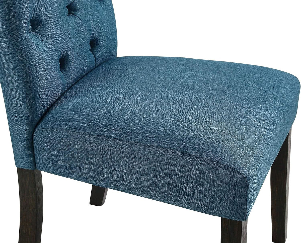 Blue Tufted Parsons Solid Wood Dining Chairs Set Of 2