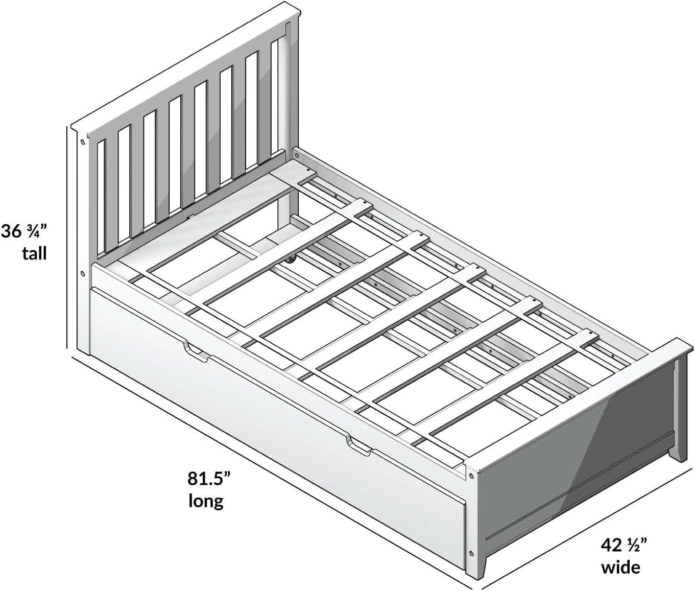 Blue Twin Bed Frame With Trundle Slatted Headboard