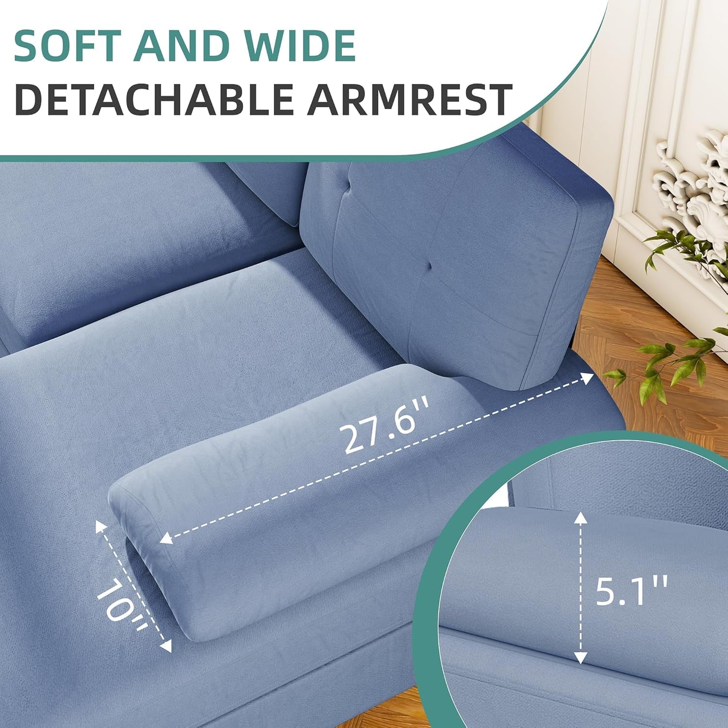 Blue U Shaped Sectional Sofa For Living Room Chaise