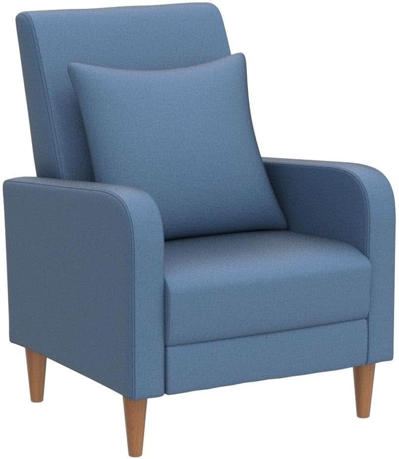 Blue Upholstered Accent Armchair With Back Cushions