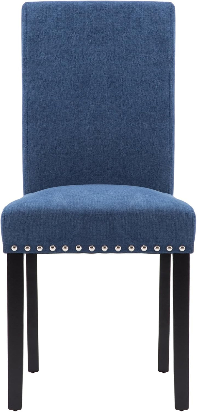 Blue Upholstered Dining Chairs With Copper Nailhead Trim