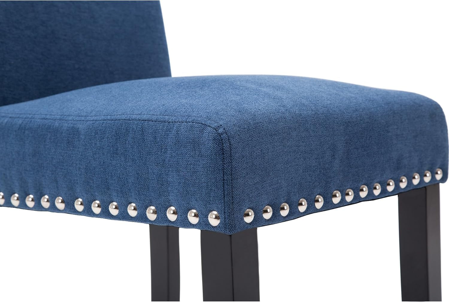 Blue Upholstered Dining Chairs With Copper Nailhead Trim