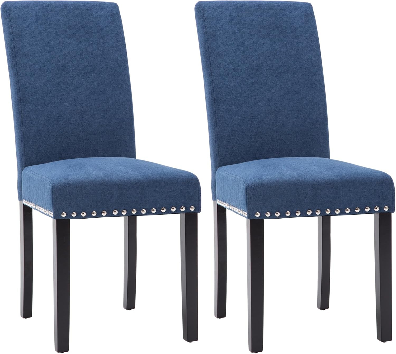 Blue Upholstered Dining Chairs With Copper Nailhead Trim