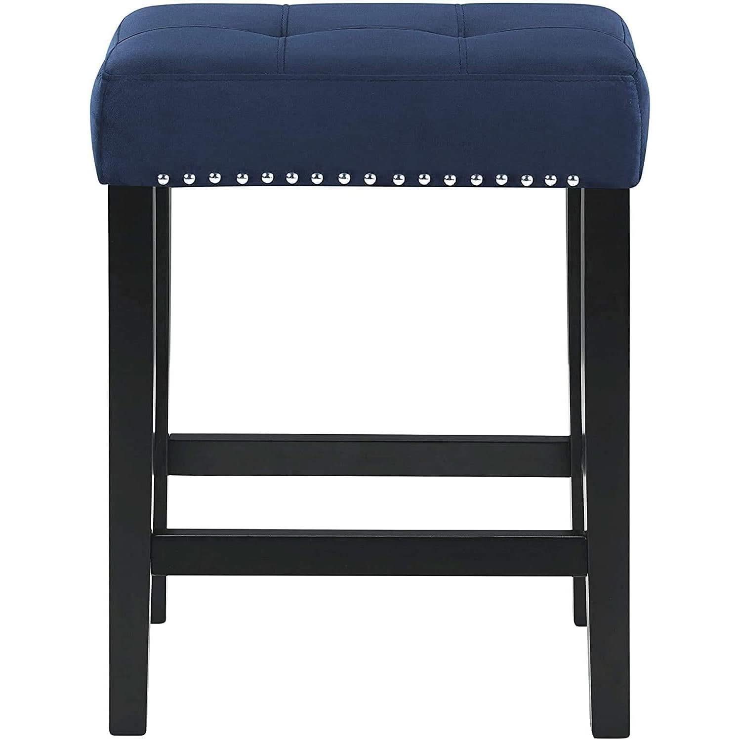 Blue Velvet Bar Table Set With 3 Stools Faux Marble Top