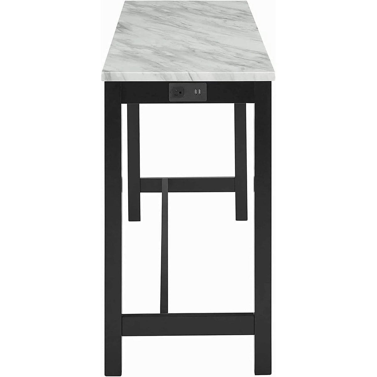 Blue Velvet Bar Table Set With Faux Marble Top 4 Piece