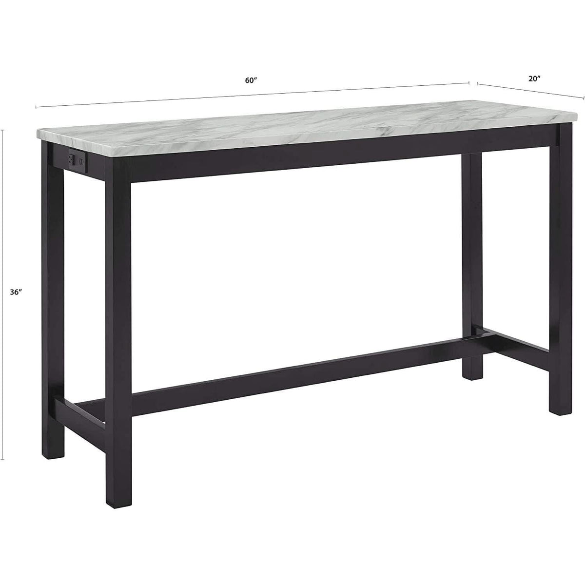 Blue Velvet Bar Table Set With Faux Marble Top 4 Piece