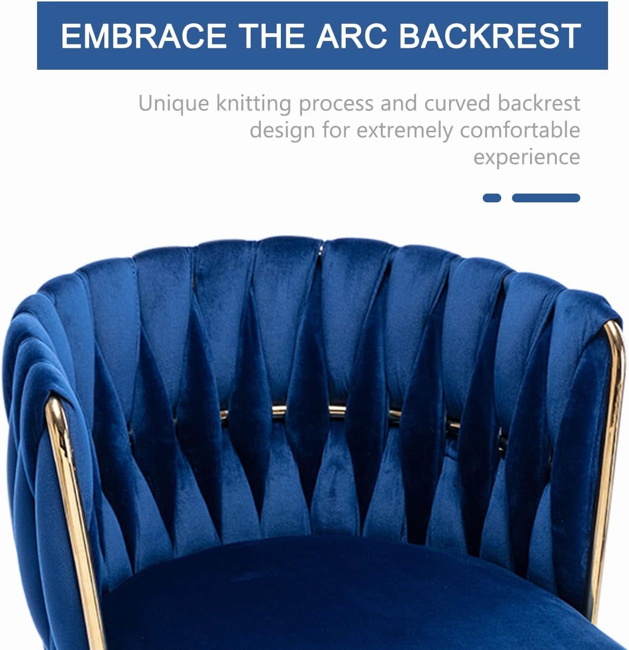 Blue Velvet Modern Dining Chairs Set Of 4 With Gold Legs