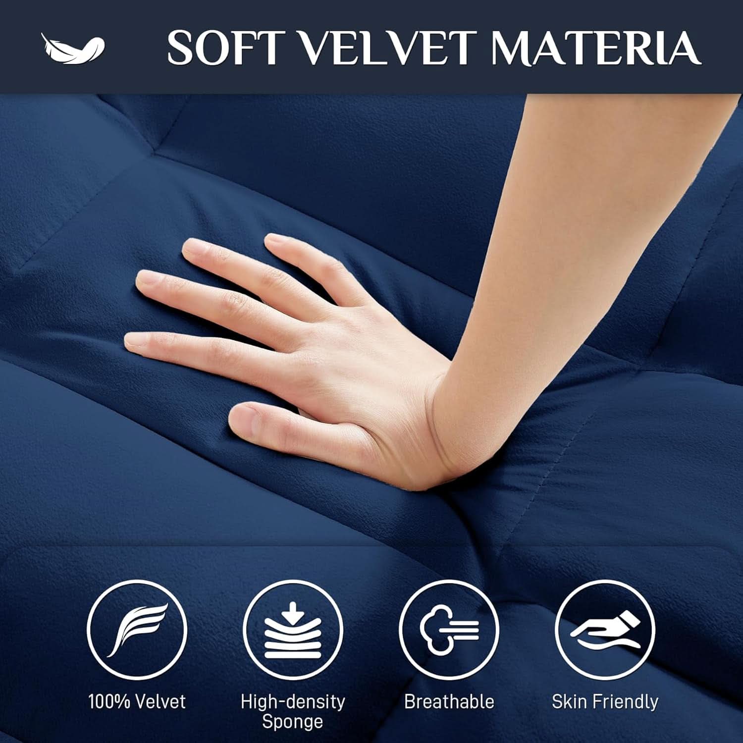 Blue Velvet SpaceSaving Convertible Sofa Chair USB