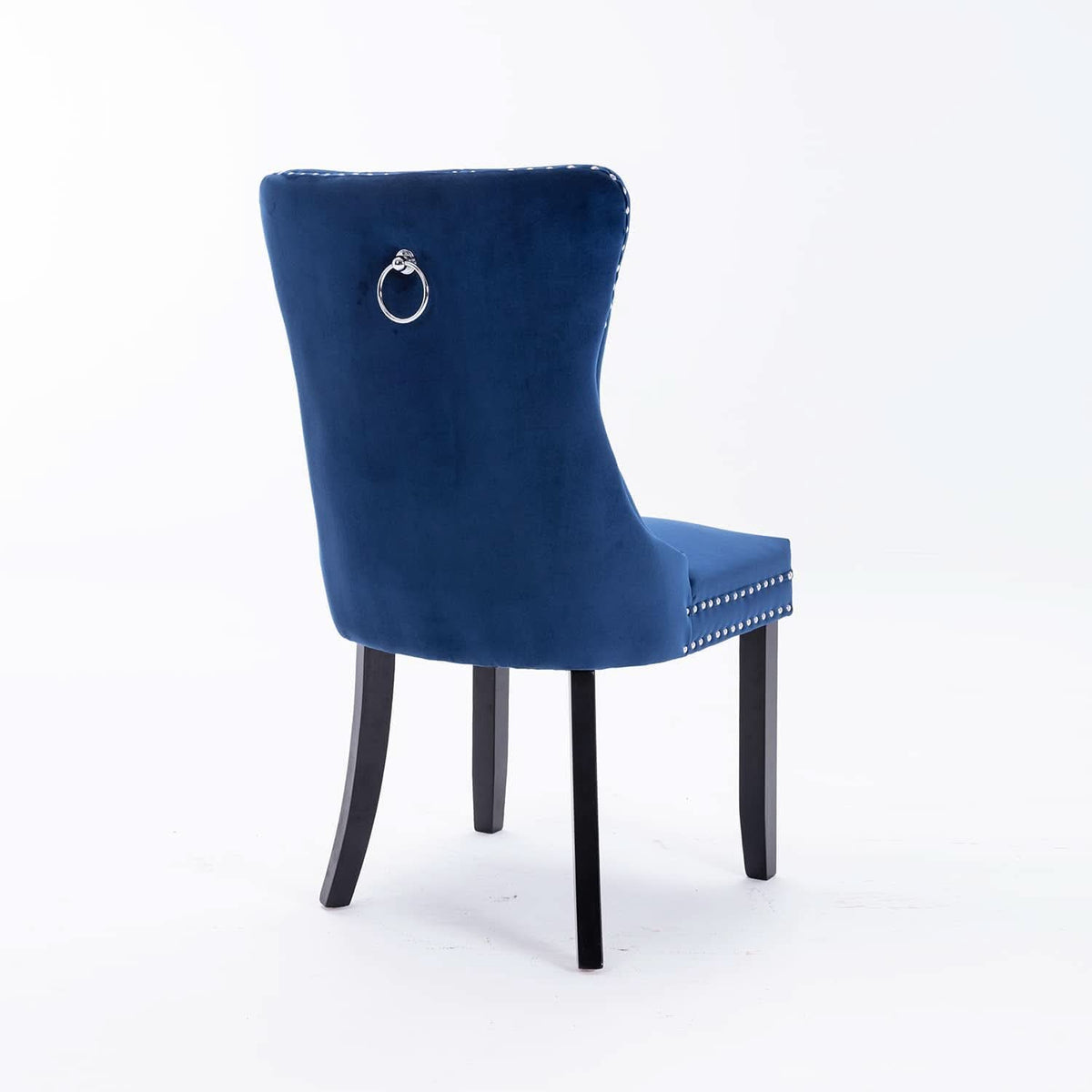 Blue Velvet Upholstered Dining Chairs Set Of 6 Studded