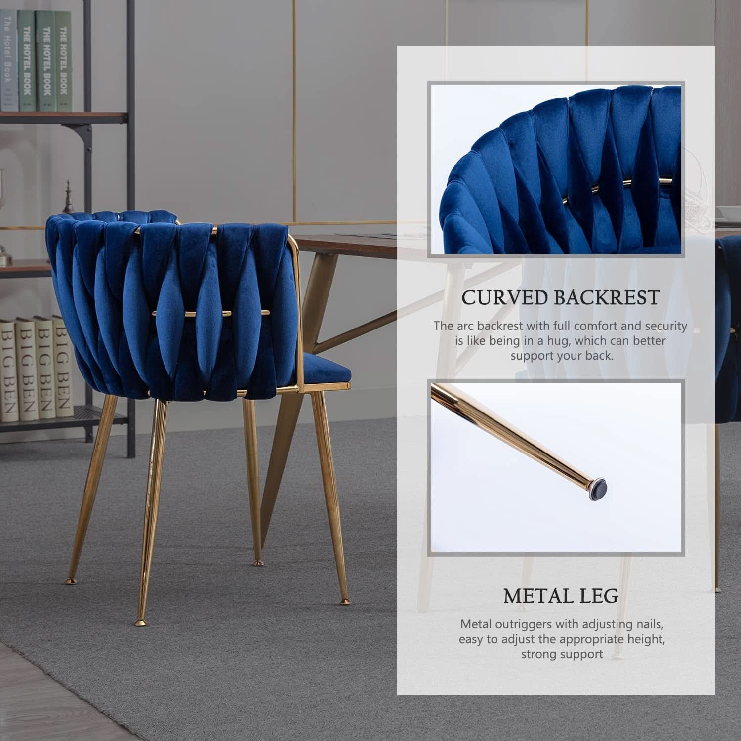 Blue Wingback Dining Chairs Set Of Four Modern Style