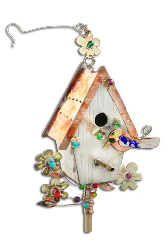 Bluebird Birdhouse Metal Ornament