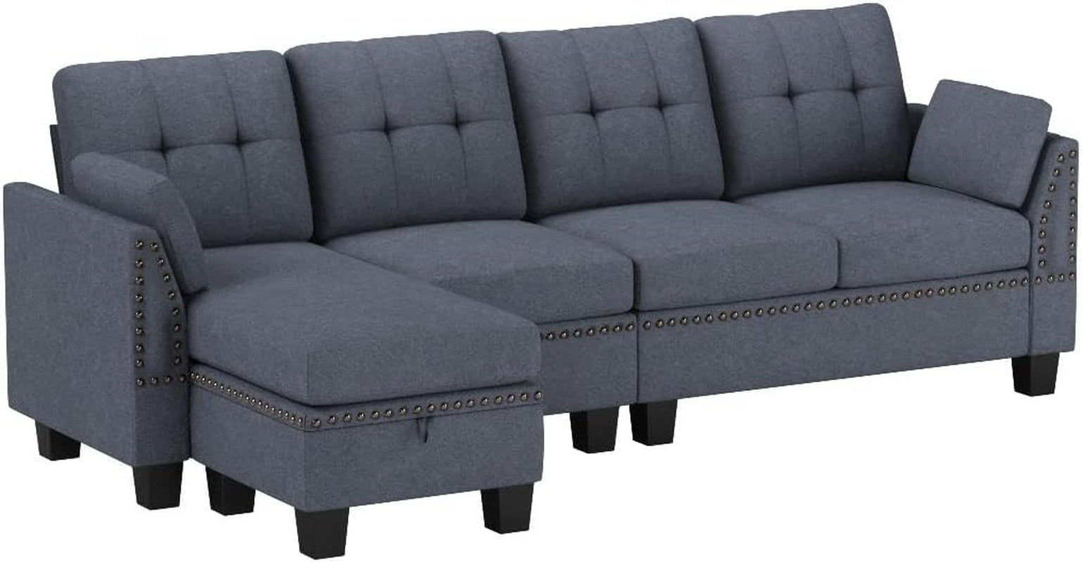 Bluish Grey L Shaped Sectional Sofa For Living Room