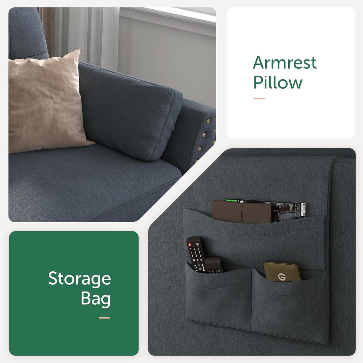 Bluish Grey L Shaped Sectional Sofa For Living Room
