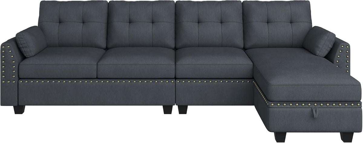 Bluish Grey L Shaped Sectional Sofa For Living Room
