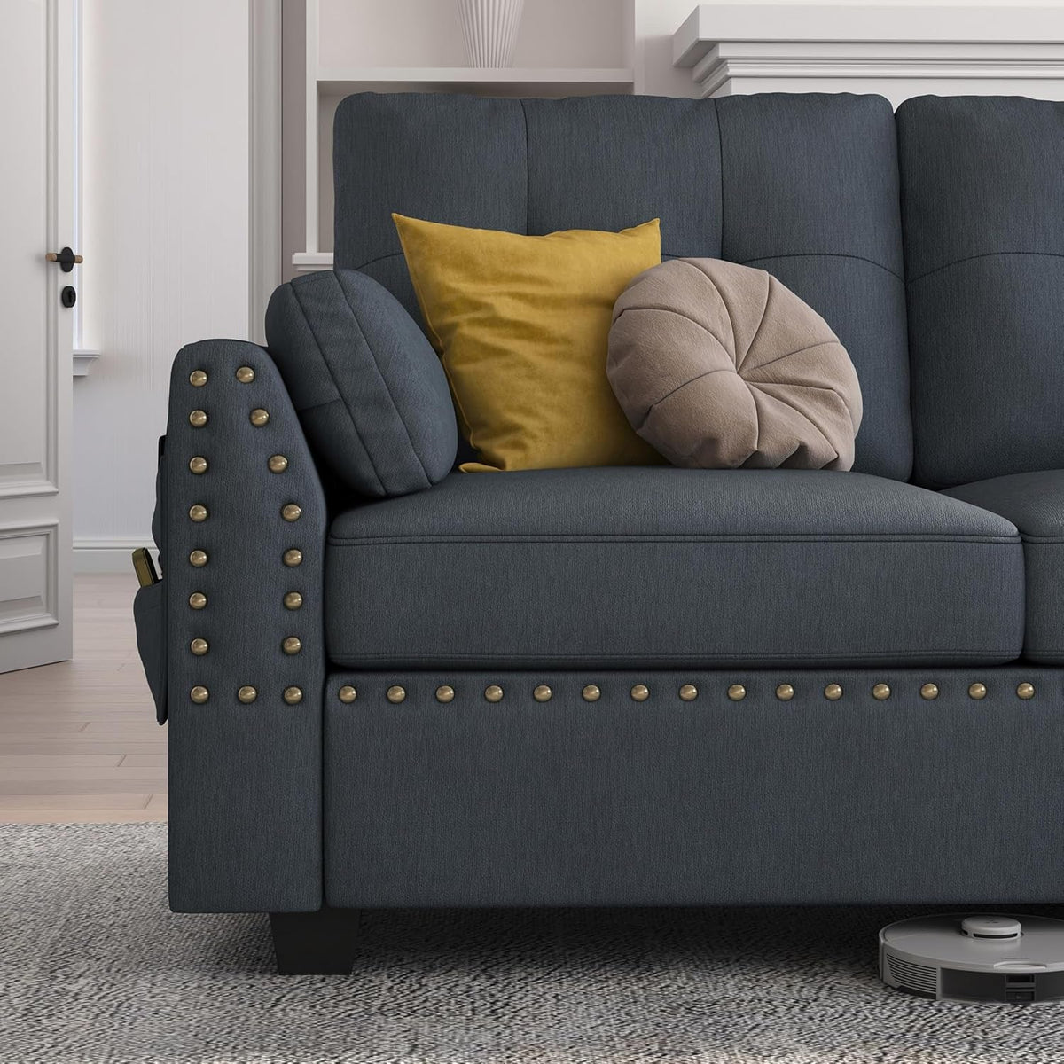 Bluish Grey L Shaped Sectional Sofa For Living Room
