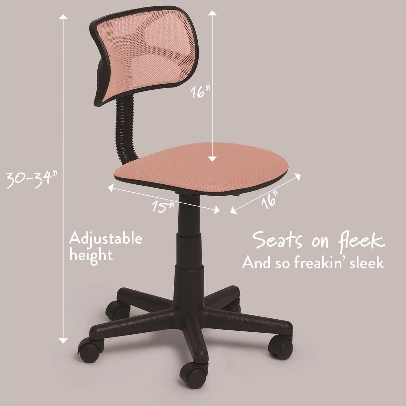 Blush Adjustable Swivel Mesh Desk Chair For Office