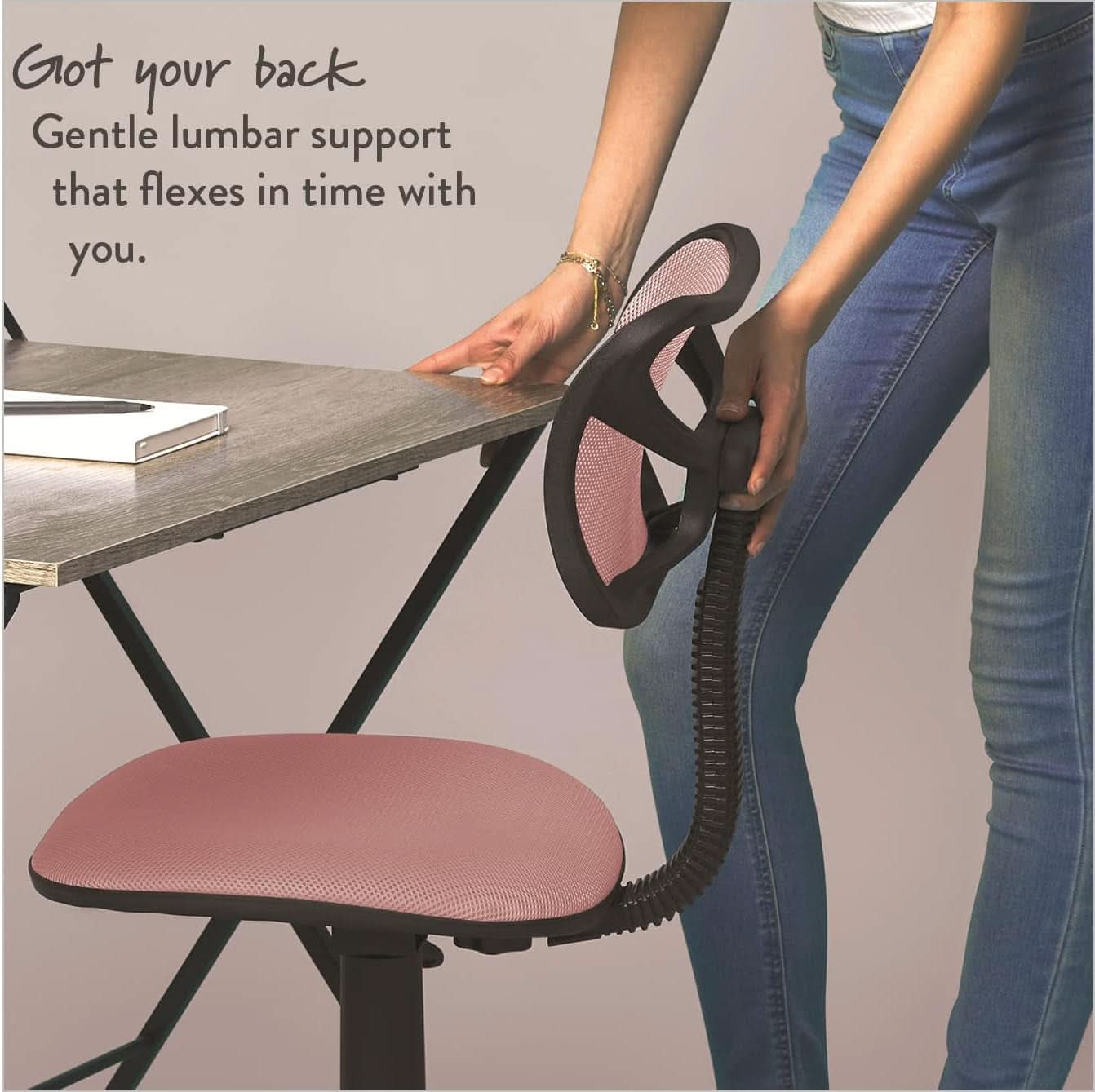 Blush Adjustable Swivel Mesh Desk Chair For Office