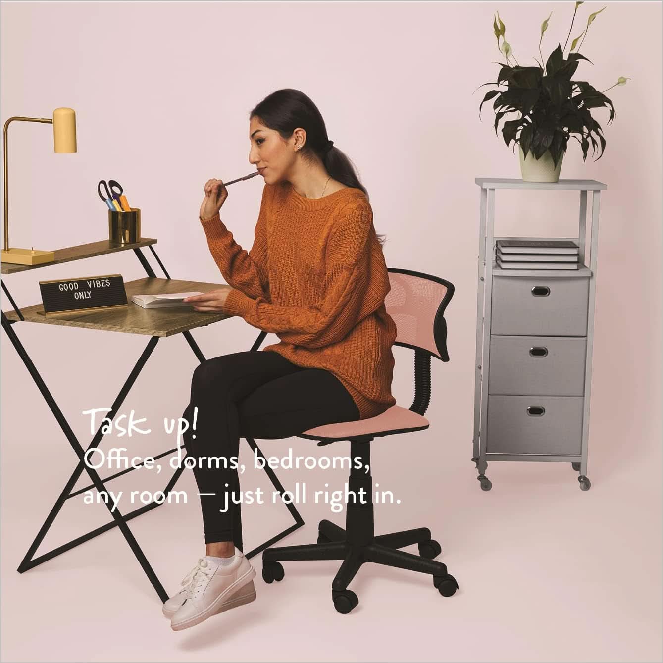 Blush Adjustable Swivel Mesh Desk Chair For Office
