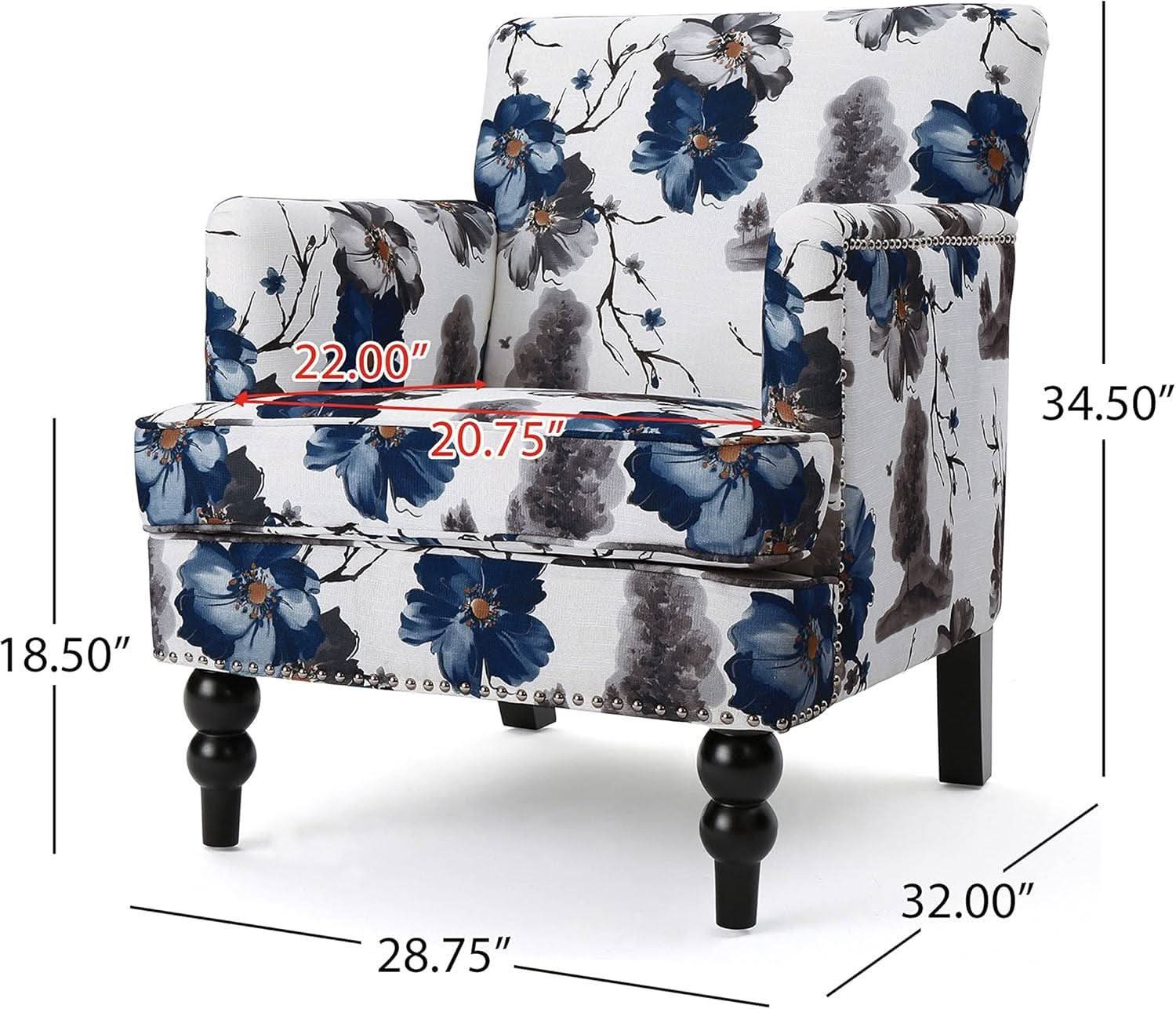 Boaz Floral Print Fabric Club Chair 32 Inch Depth Polyester