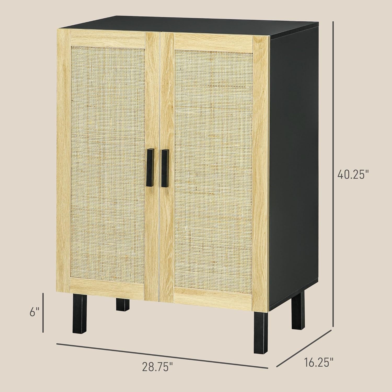 Boho Chic Sideboard Buffet Cabinet With Rattan Doors And Adjustable Shelves