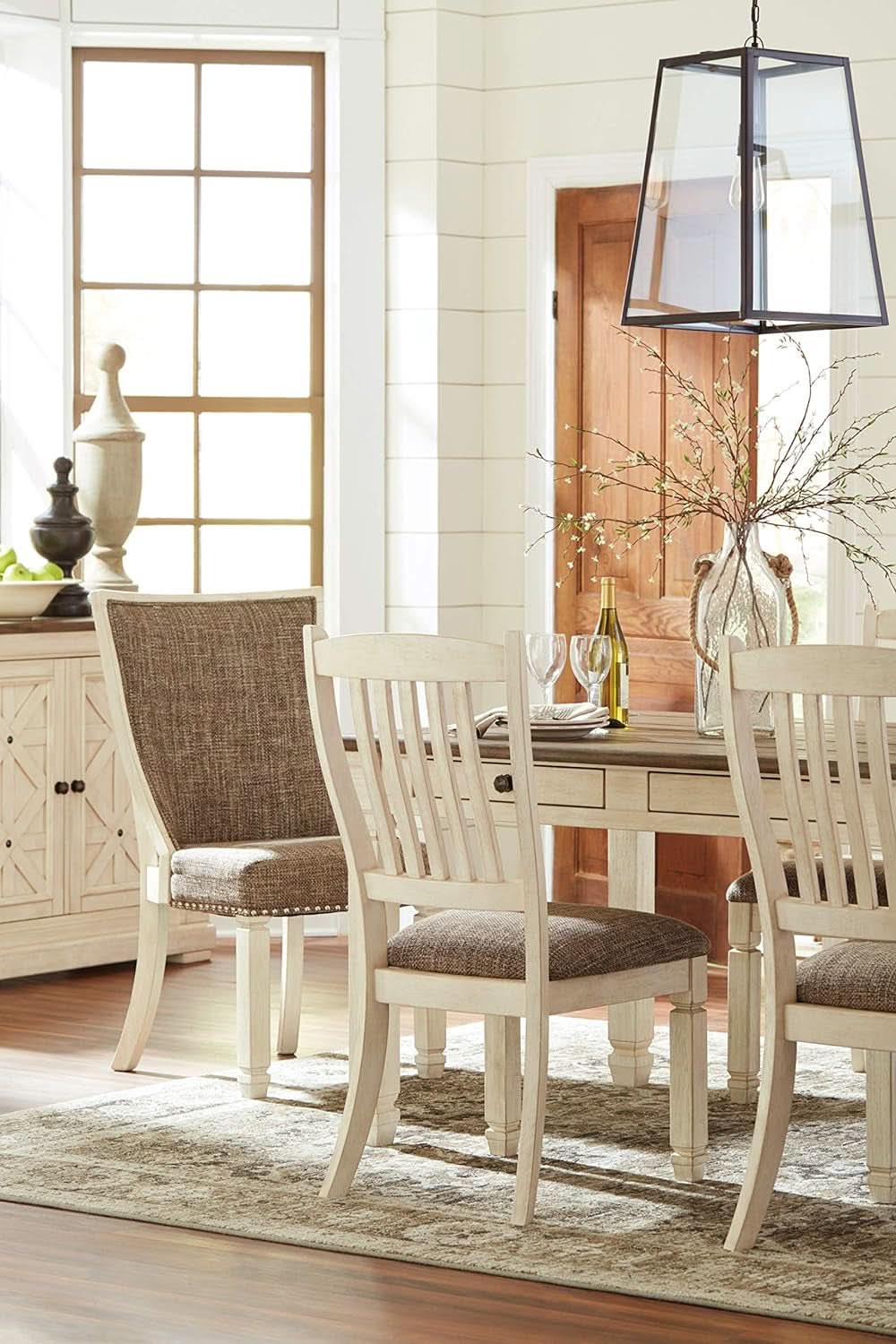 Bolanburg Farmhouse Dining Table Drawers Whitewash Seats 6