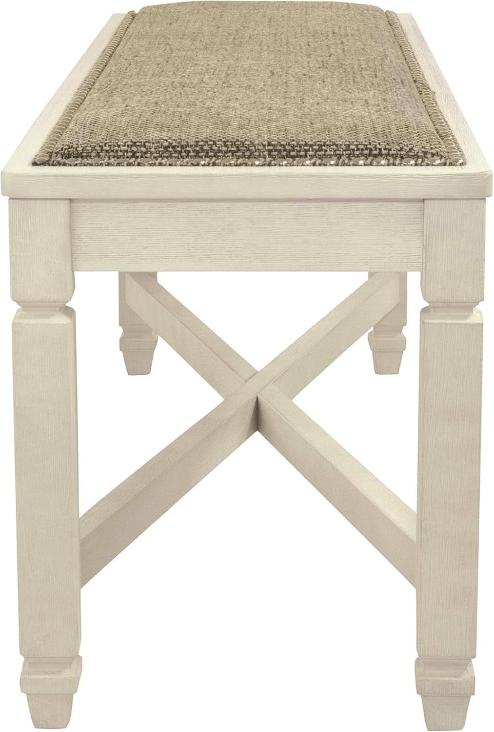 Bolanburg Upholstered Dining Bench Antique White Finish