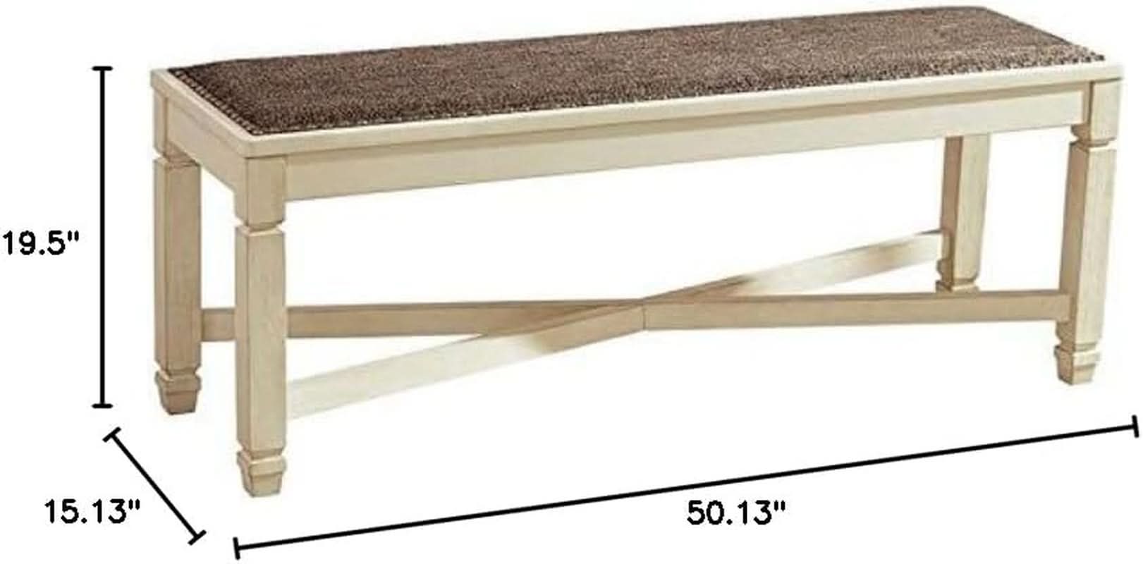 Bolanburg Upholstered Dining Bench Antique White Finish