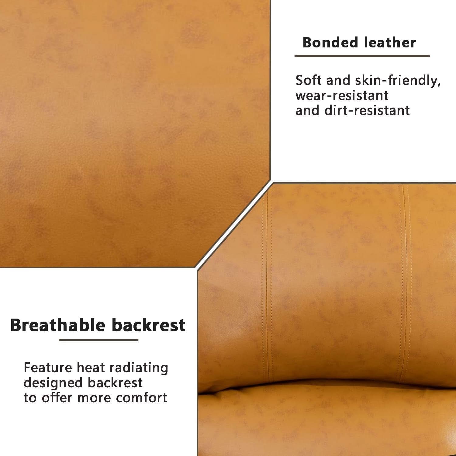 Bonded Leather Living Room Furniture Set Reclining Sofa And Loveseat Ginger