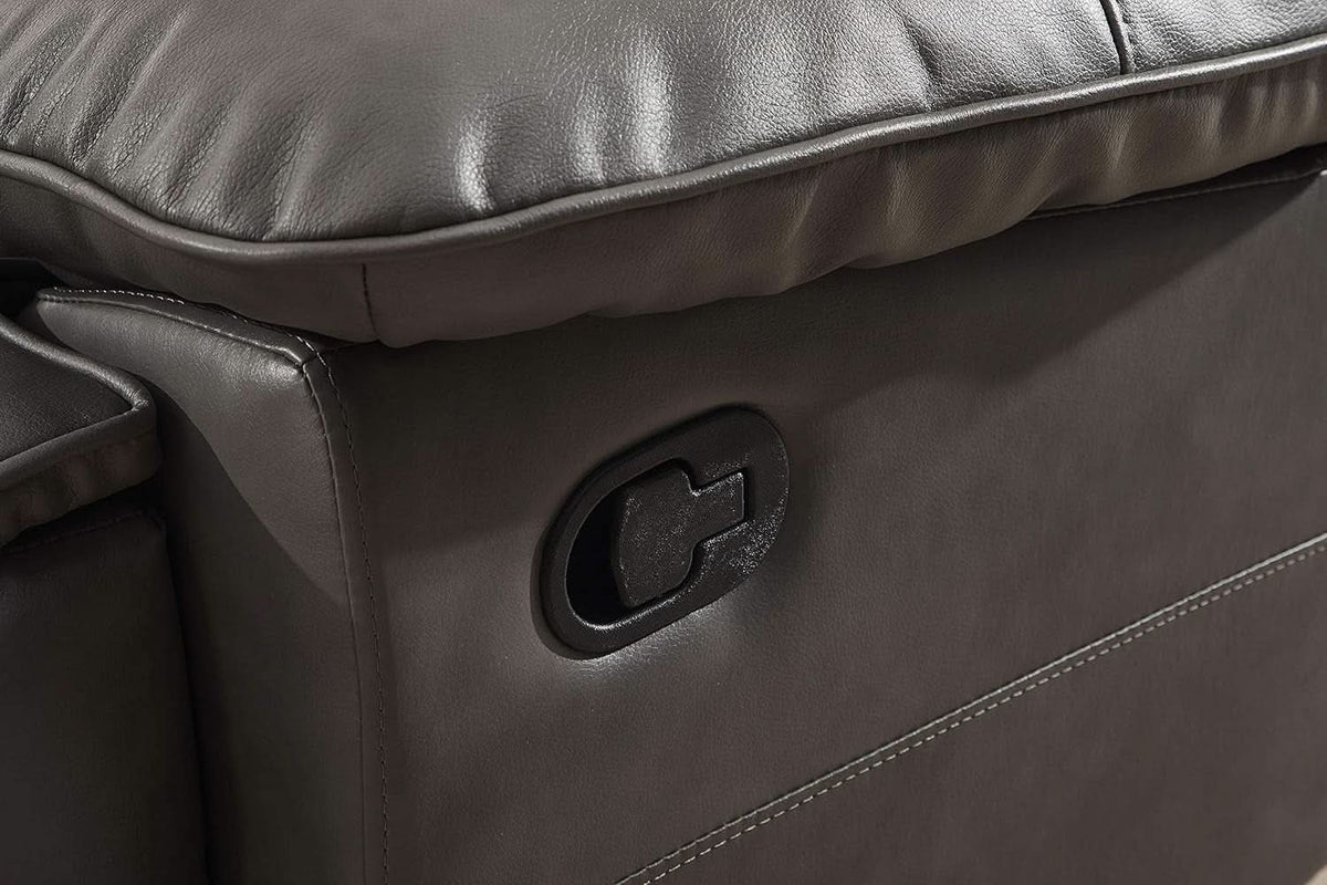 Bonded Leather Reclining Loveseat Sofa Set Grey Living Room