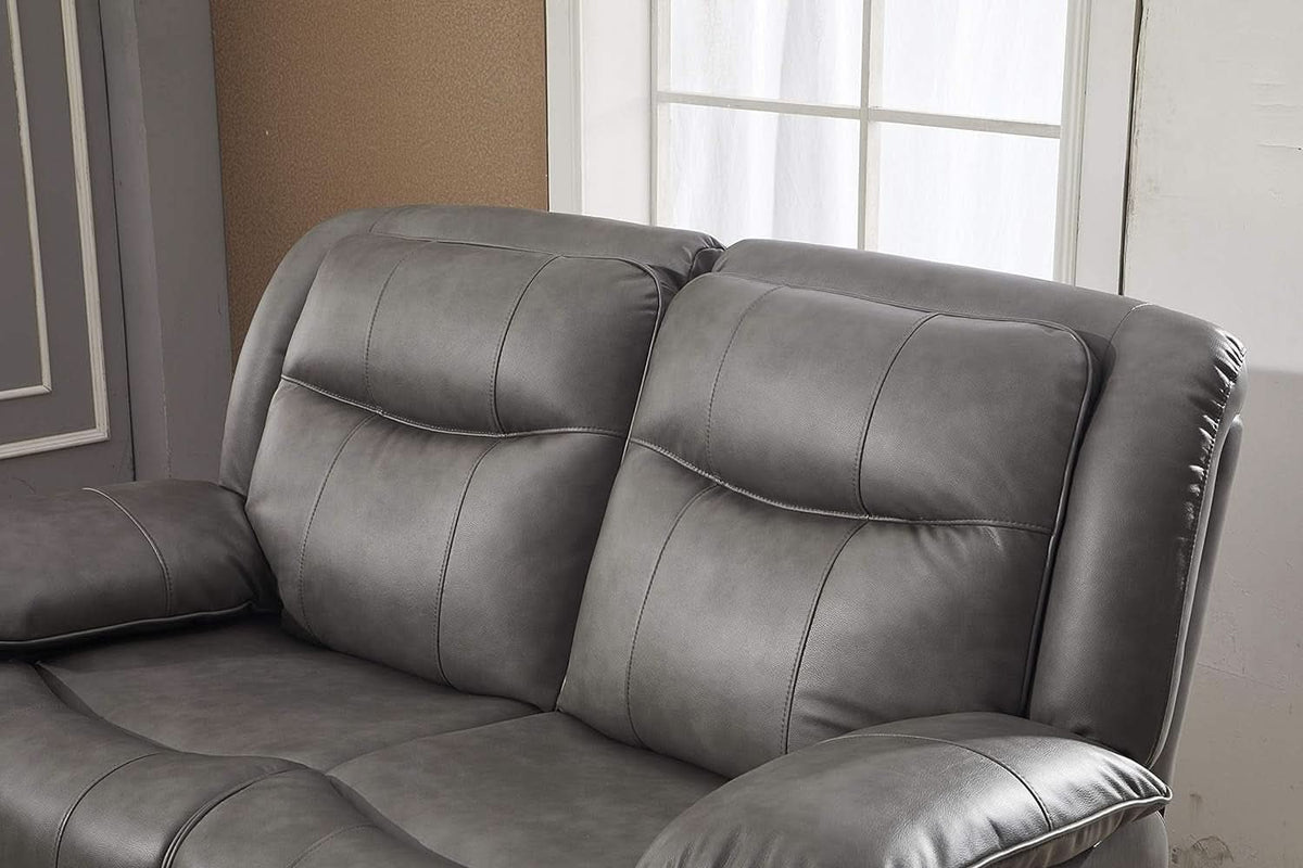 Bonded Leather Reclining Loveseat Sofa Set Grey Living Room