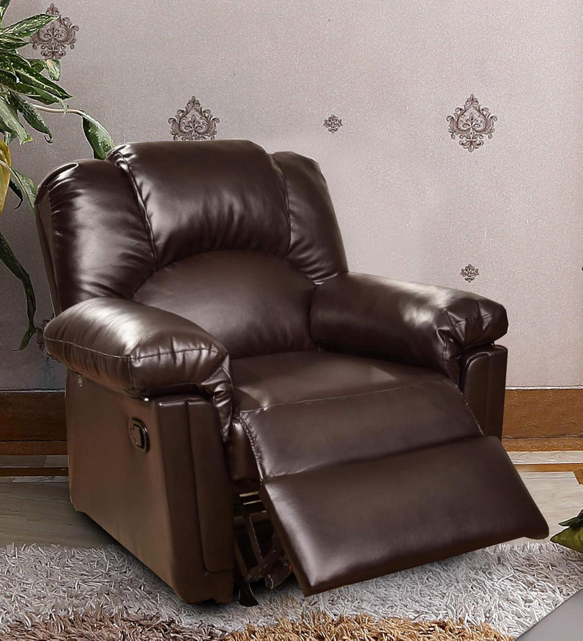 Bonded Leather Rocker Recliner 41 X 35 X 35 In Brown
