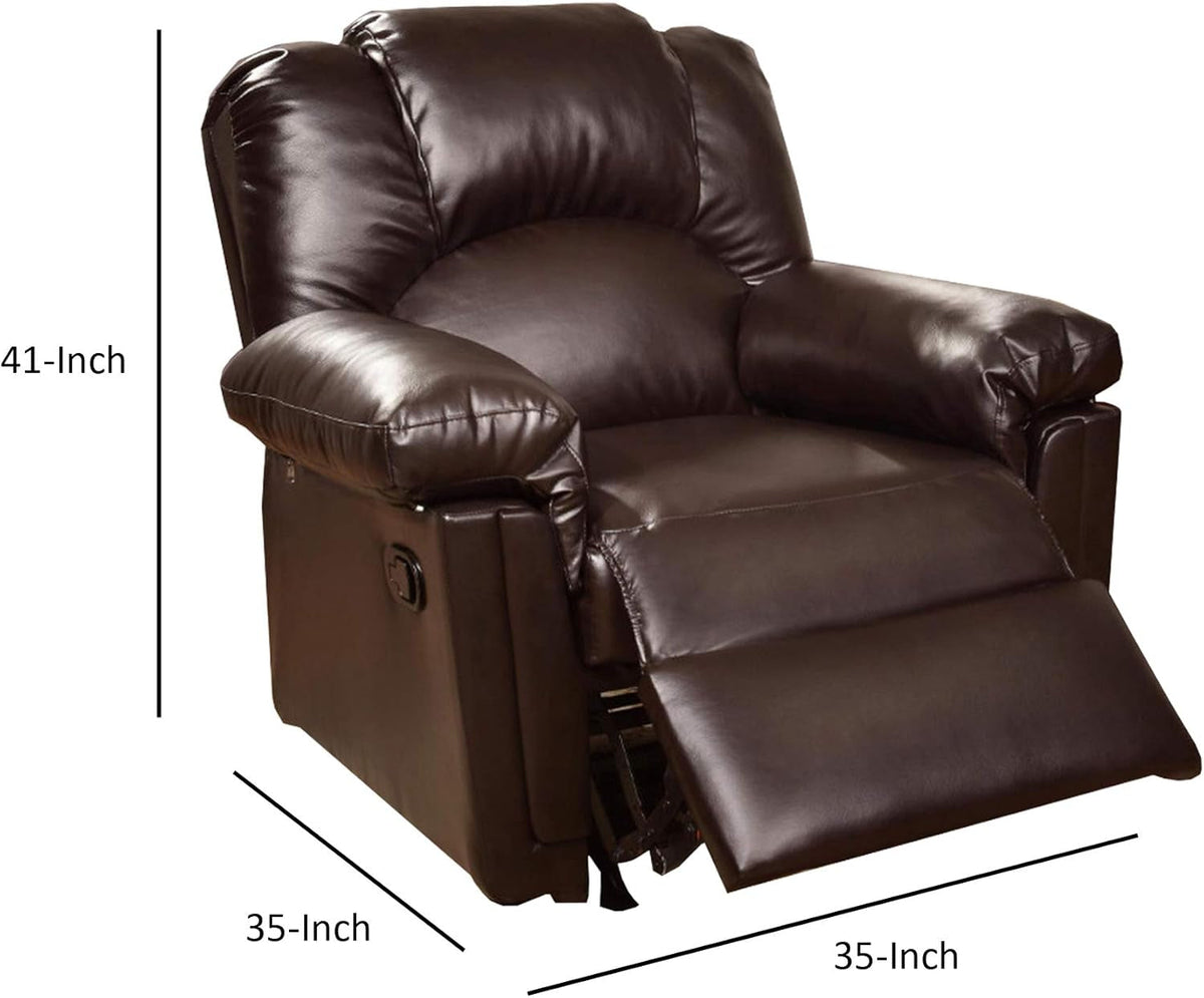 Bonded Leather Rocker Recliner 41 X 35 X 35 In Brown