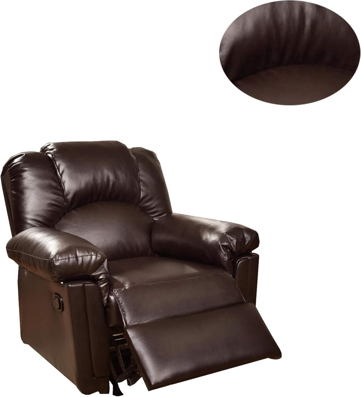 Bonded Leather Rocker Recliner 41 X 35 X 35 In Brown