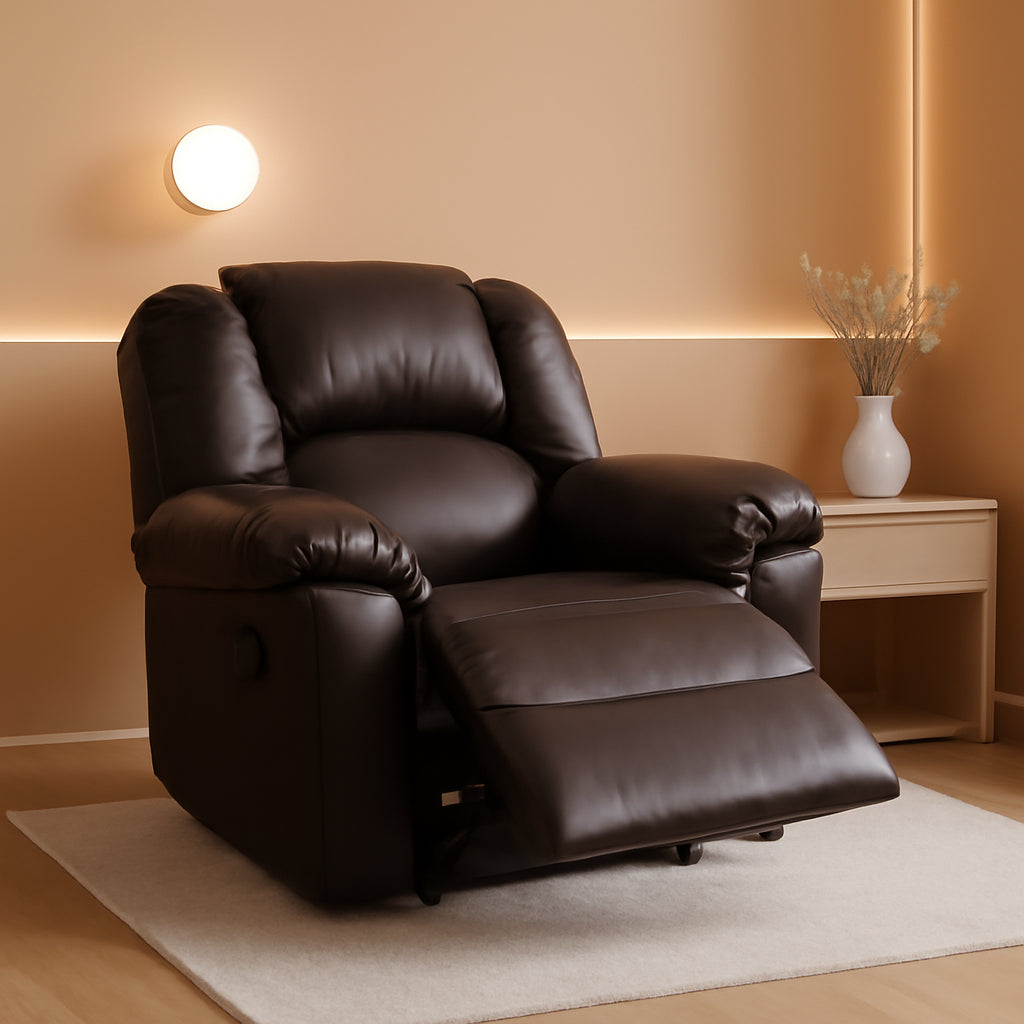 Bonded Leather Rocker Recliner 41 X 35 X 35 In Brown