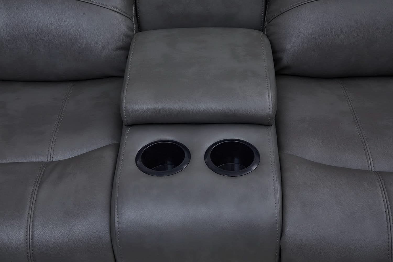 Bonded Leather Sectional Sofa Grey Power Reclining