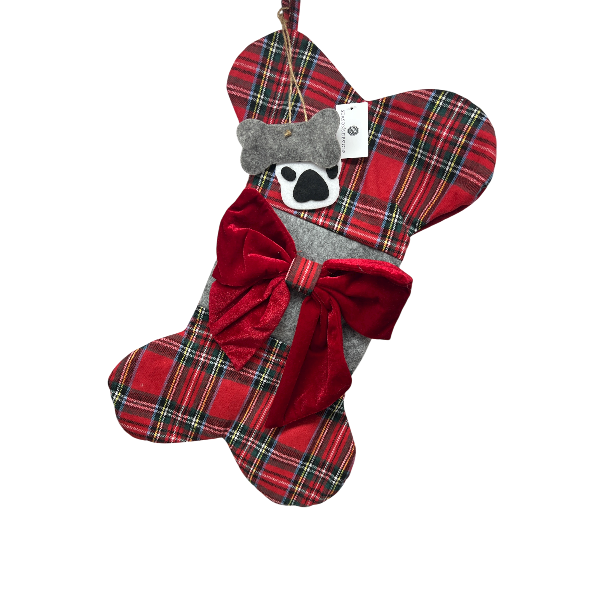 Bone Plaid Stocking For Pets