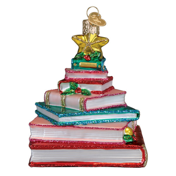 Book Club Tree Glass Ornament
