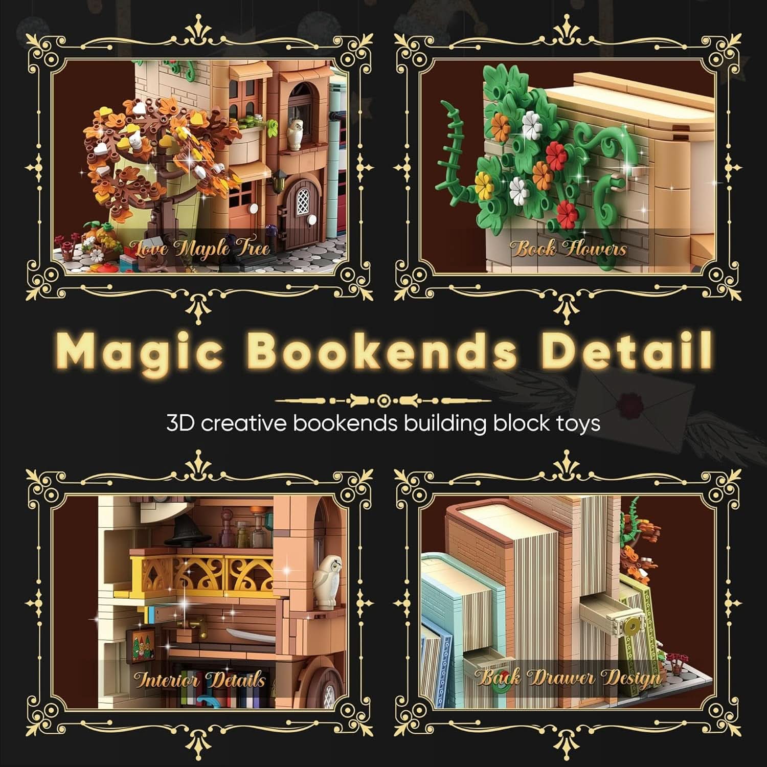 Bookend Magic House Building Kit 1488Pcs Organizer
