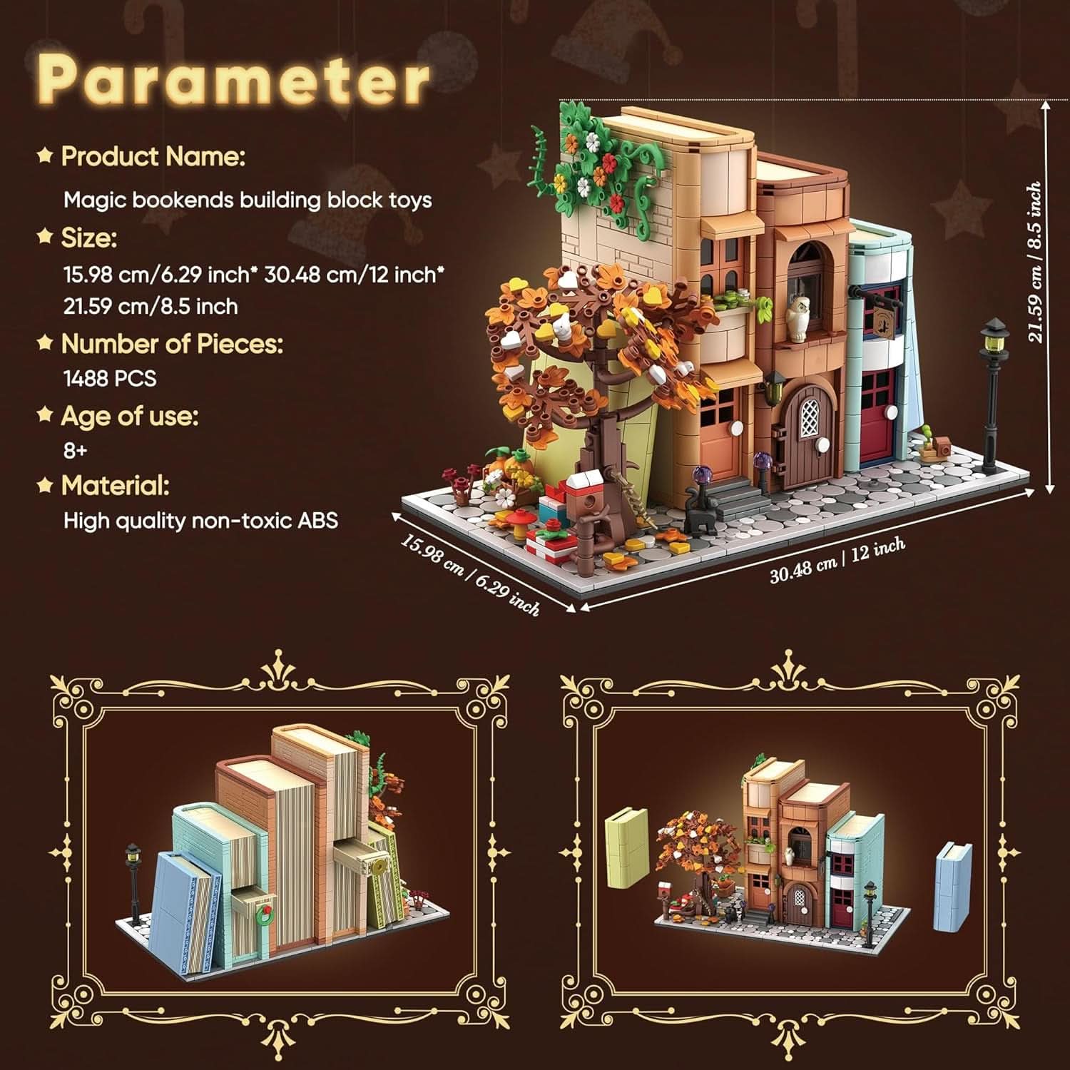Bookend Magic House Building Kit 1488Pcs Organizer