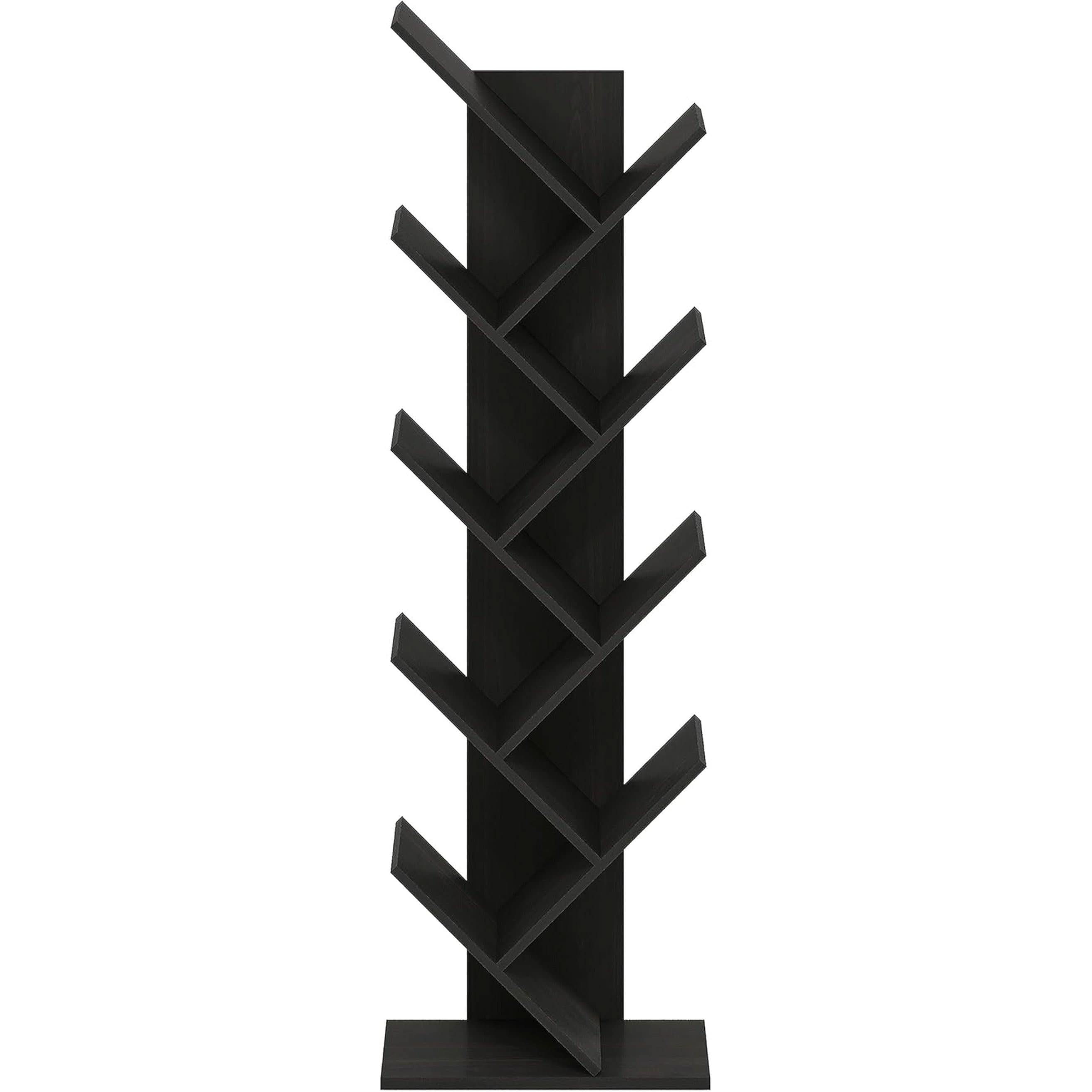 Bookshelf 9 Tier Floor Standing Tree Bookcase Espresso