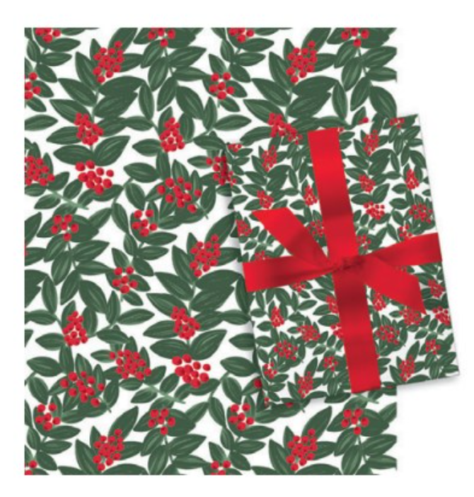 Botanical Roll Wrap - 30" x 168" - Holly Berry