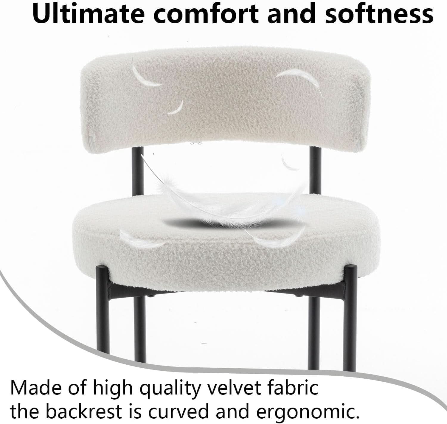 Boucle Bar Stools Set Of 3 24 Inch White Upholstered Counter Stools With Backs