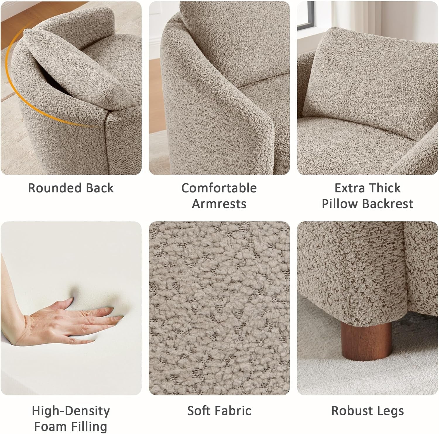 Boucle Barrel Chair Set 2 CloudSoftSherpaLounge Velvet