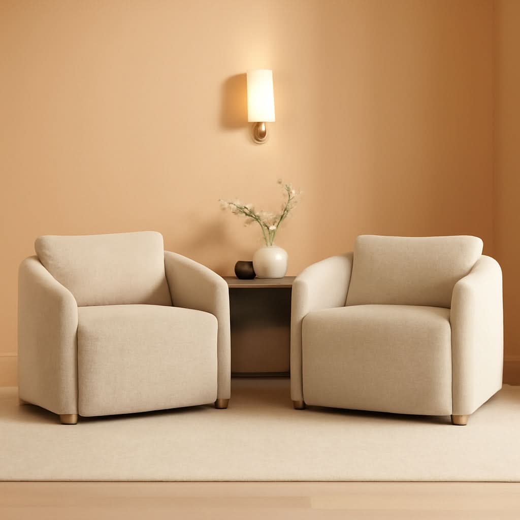Boucle Barrel Chair Set 2 CloudSoftSherpaLounge Velvet